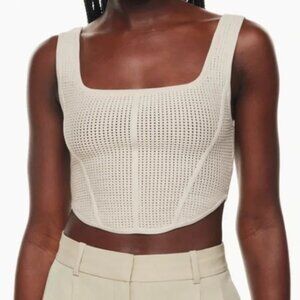 Aritzia Babaton Sculpt Knit Bustier Tank Matte Pearl XS